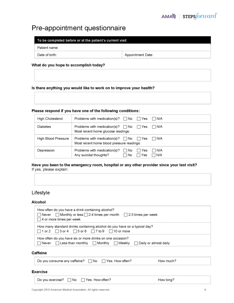 Pre-Appointment Questionnaire